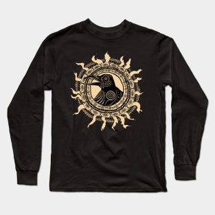 Crow totem sepia Long Sleeve T-Shirt